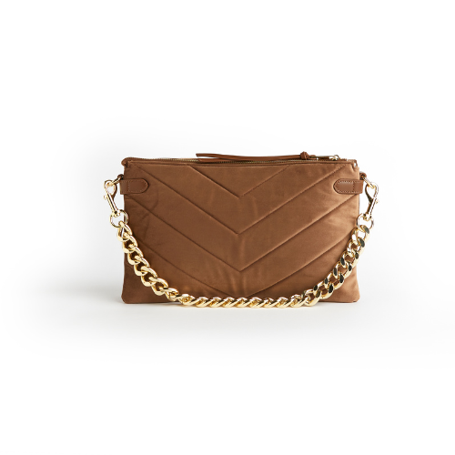 Velvet Envelope Bag with Gold Chain