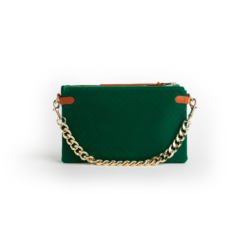 Velvet Envelope Bag with Gold Chain