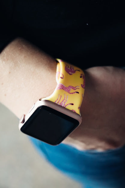 Yellow and Pink Cheetah Apple Watch Band