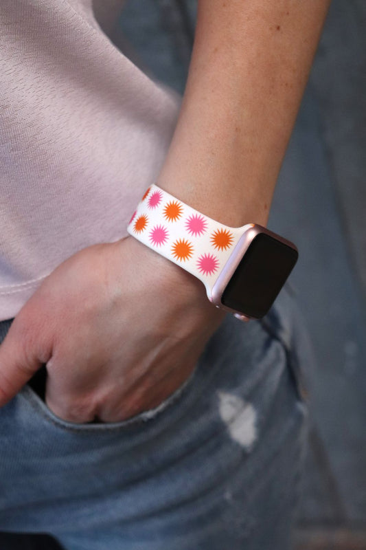 Pink and Orange Starburst Apple Watch Band