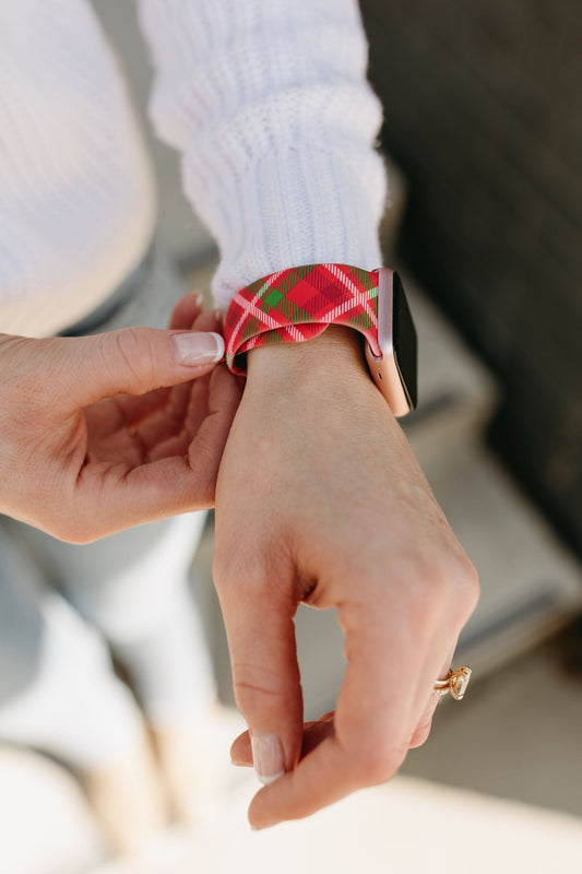 Red and Green Plaid Apple Watch Band