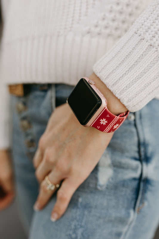 Red Snowflake Apple Watch Band