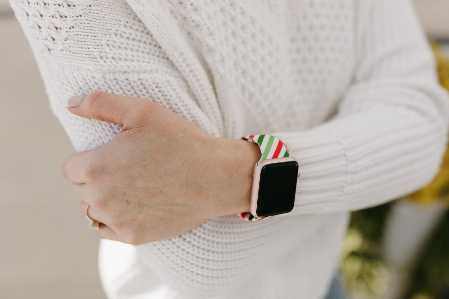 Green Red Stripe Apple Watch Band