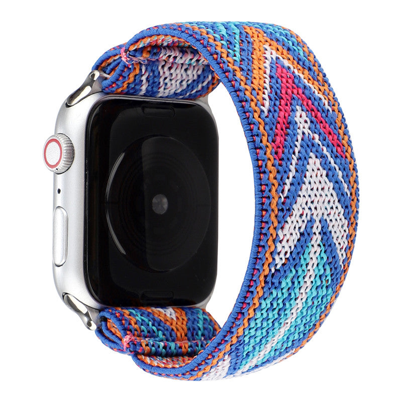 Blue Aztec Adjustable Fabric Apple Watch Band